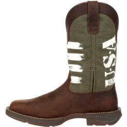 Durango Men's Rebel Army Green USA Print 12" Square Toe Western Boot -Overlook Boots Online Shop DDB0313 instep profile