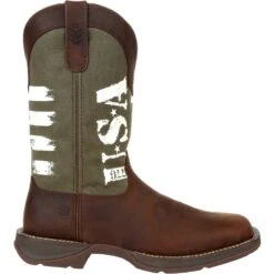 Durango Men's Rebel Army Green USA Print 12" Square Toe Western Boot -Overlook Boots Online Shop DDB0313 profile