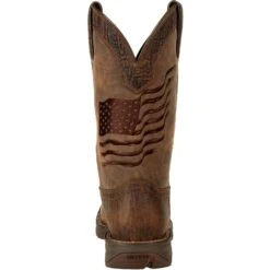 Durango Men's Rebel Distressed Flag Embroidery 12" Sqr Toe Western Boot -Overlook Boots Online Shop DDB0314 back
