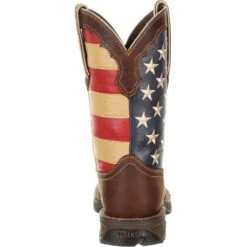 Durango Women's Lady Rebel 10" Steel Toe Patriotic Flag Work Boot -Overlook Boots Online Shop DRD0234 back