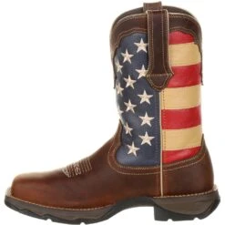 Durango Women's Lady Rebel 10" Steel Toe Patriotic Flag Work Boot -Overlook Boots Online Shop DRD0234 instep profile