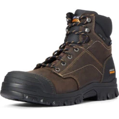 Ariat Men's Treadfast 6" Steel Toe WP Work Boot - Brown - 10034673 11 Ariat Men's Treadfast 6" Steel Toe WP Work Boot - Brown - 10034673 -Overlook Boots Online Shop F20 MNS WORK 10034673 3 4 front