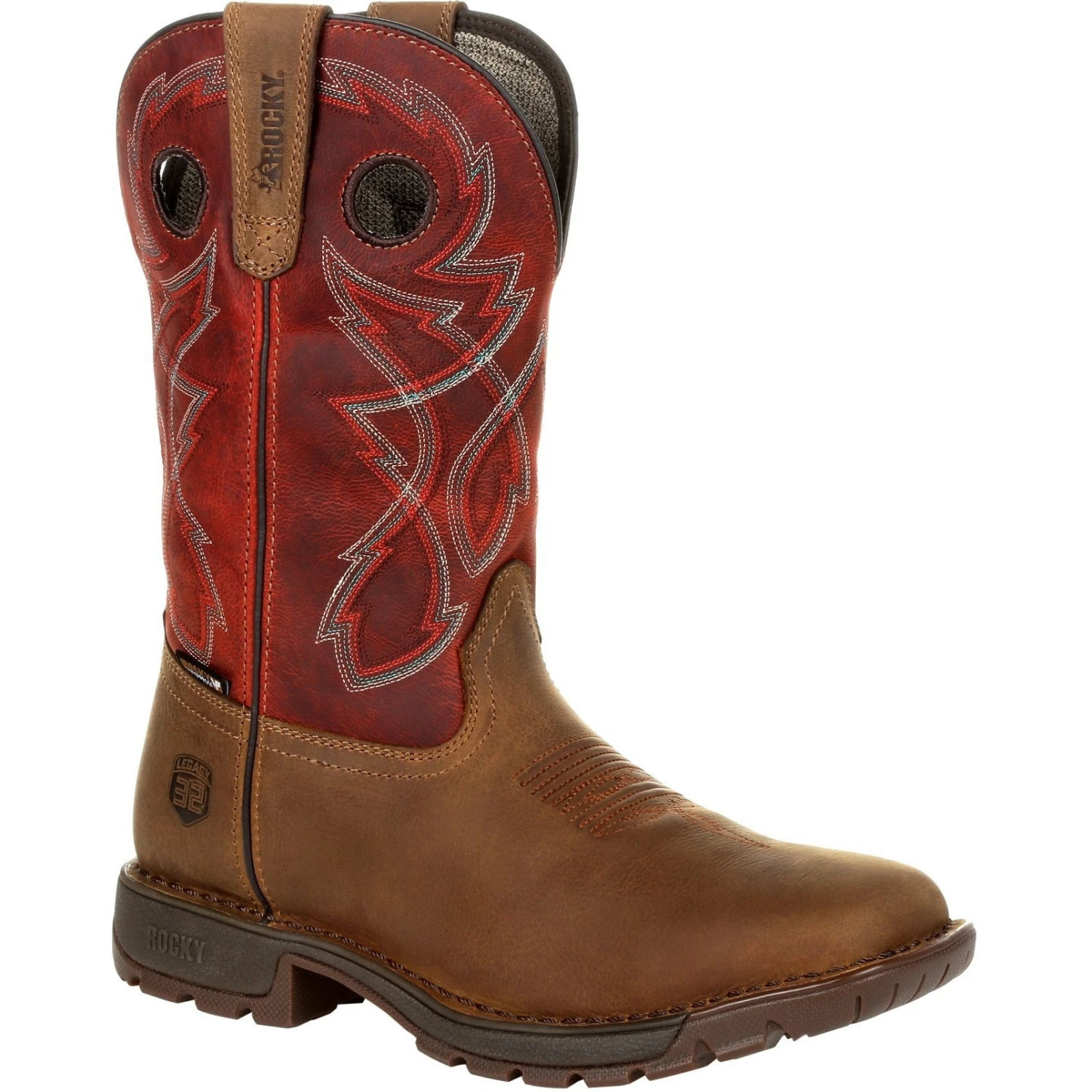 Rocky Men's Legacy 32 11" Sqr Toe WP Western Work Boot- Red - RKW0316 3 Rocky Men's Legacy 32 11" Sqr Toe WP Western Work Boot- Red - RKW0316