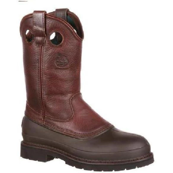 Georgia Men's Muddog Steel Toe Wellington WP Work Boot - Brown - G5655 3 Georgia Men's Muddog Steel Toe Wellington WP Work Boot - Brown - G5655